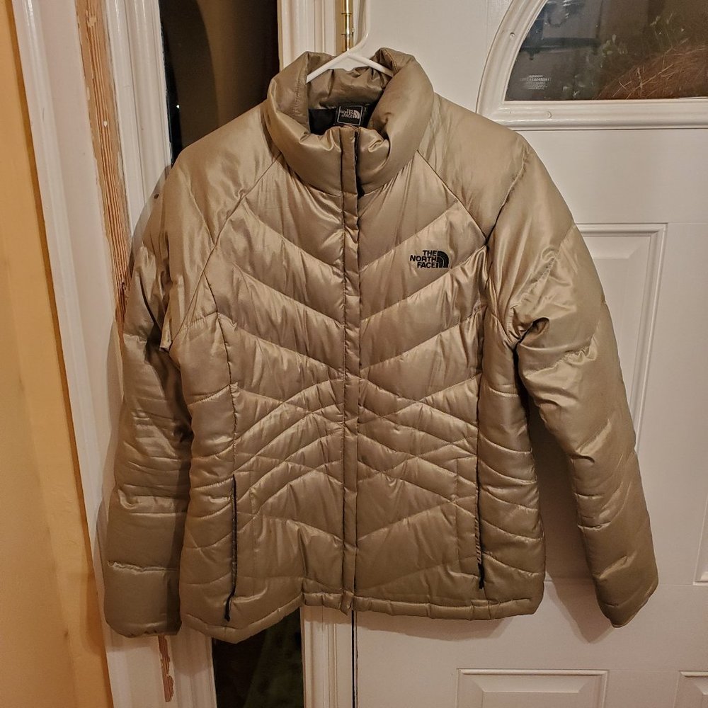 North Face Puffer Jacket Greenish Gold, L